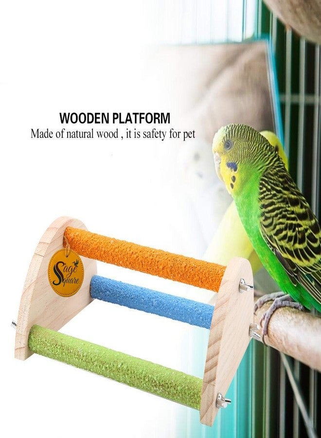 Sage Square Bird Training Perch,Wooden Perch Wooden Platform Natural Wood Stand Toy Branch for Birds(Semicircle) - Image 4